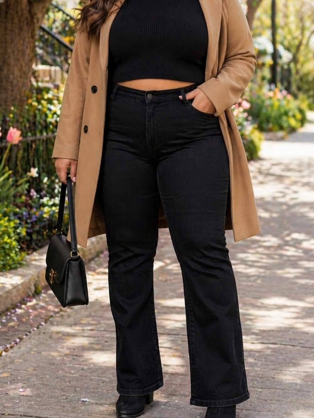 Cabi 5th Avenue Mini Bootcut Black Jeans Plus Size High Rise Stretch Slim Flare